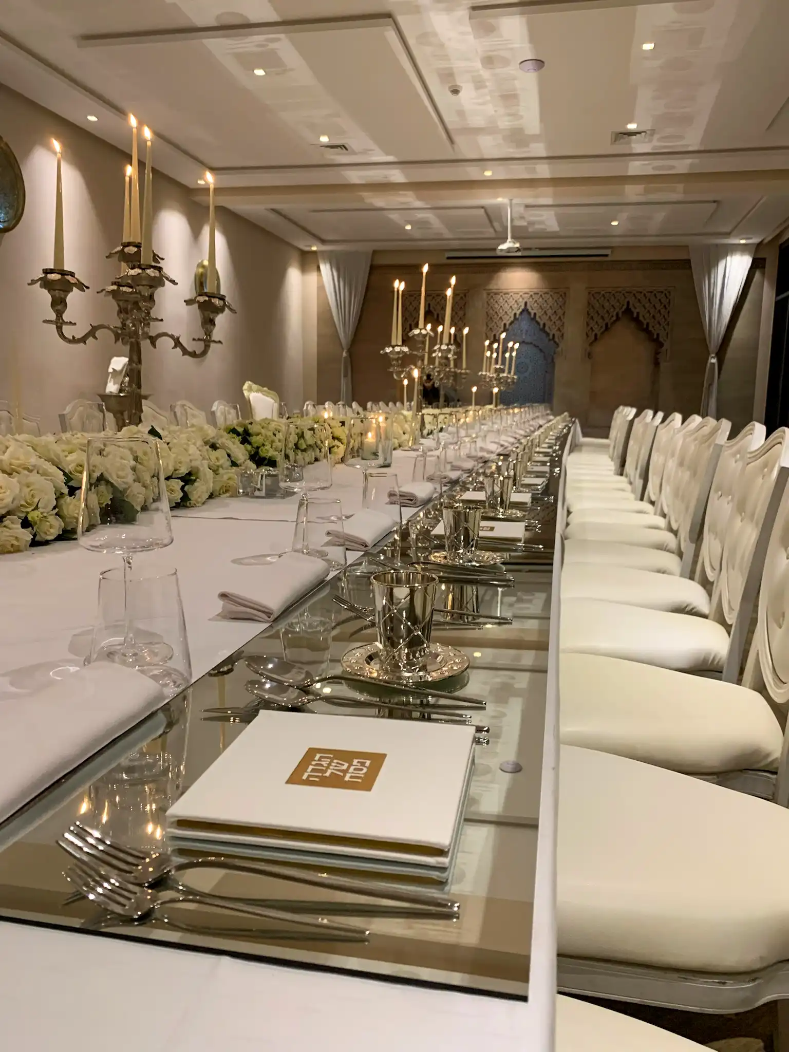 Perfectly aligned event table setup illustrating seamless planning and operational precision in Marrakech by Rose Mirage